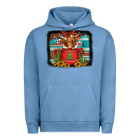 Pigment Pebble Blue hot coco christmas highland cow with background Urban Hoodie - Jasminsmagicworld