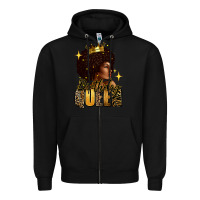 Black Birthday queen afro girl Zipper Hoodie - RanaPortraitStore