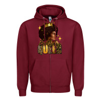 Burgundy Birthday queen afro girl Zipper Hoodie - RanaPortraitStore