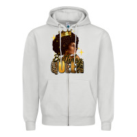 Dove Grey Birthday queen afro girl Zipper Hoodie - RanaPortraitStore