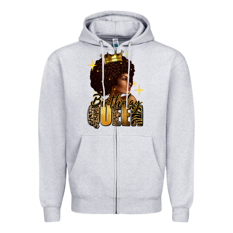 Birthday Queen Afro Girl Zipper Hoodie by RanaPortraitStore | Teevron