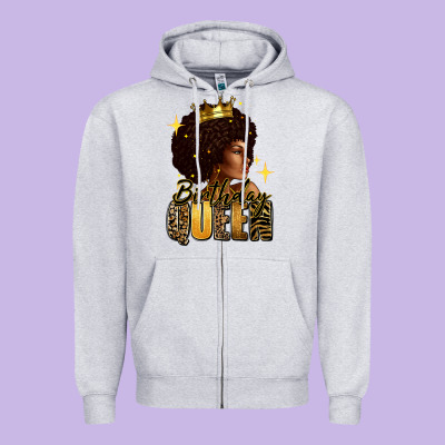 Zipper Hoodie Birthday queen afro girl