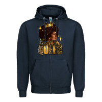 Navy Birthday queen afro girl Zipper Hoodie - RanaPortraitStore