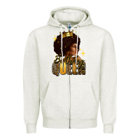 Oatmeal Heather Birthday queen afro girl Zipper Hoodie - RanaPortraitStore