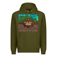 Preview Custom Cactus And Sunflowers Leopard Turquoise Premium Hoodie | Teevron