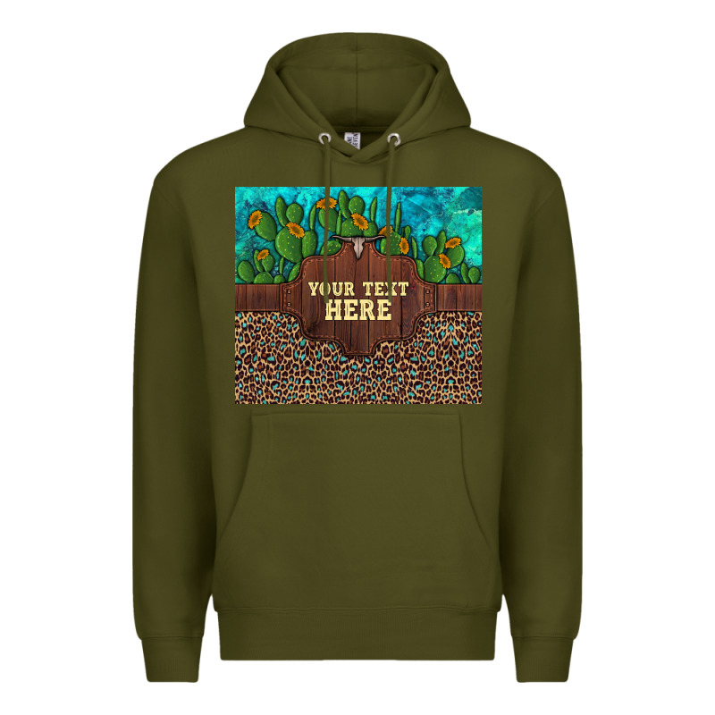 Preview Custom Cactus And Sunflowers Leopard Turquoise Premium Hoodie by Artiststas | Teevron