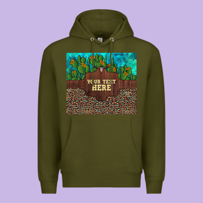 Preview Custom Cactus And Sunflowers Leopard Turquoise Premium Hoodie Designed By Artiststas