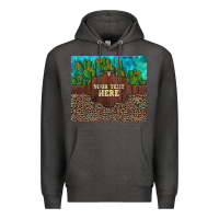Charcoal Heather preview custom cactus and sunflowers leopard turquoise Premium Hoodie - Artiststas