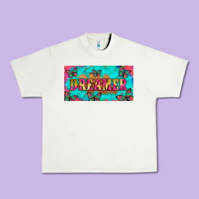 Dreamer With Butterfly And Tie Dye  Licance  Plate Urban Heavy Tee Designed By Artiststas