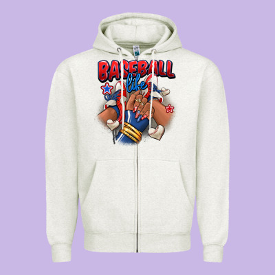 Zipper Hoodie Baseball life afro girl sneakers