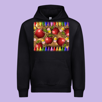 Teacher Crayons And Apples Urban Hoodie Designed By Lillyallendesigns