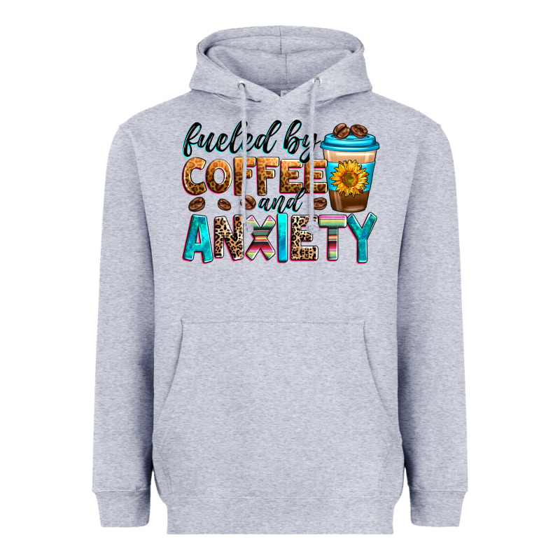 Fueled By Coffee And Anxiety Heavyweight Hoodie by Zillion Design Studio | Teevron