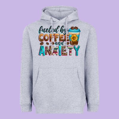 Fueled By Coffee And Anxiety Heavyweight Hoodie Designed By Zillion Design Studio