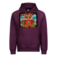 Mauve Wine hot coco christmas highland cow with background Urban Hoodie - Jasminsmagicworld