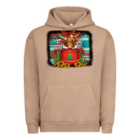 Pigment Burro hot coco christmas highland cow with background Urban Hoodie - Jasminsmagicworld