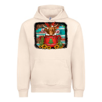 Sandshell hot coco christmas highland cow with background Urban Hoodie - Jasminsmagicworld