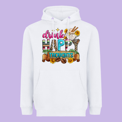 Drink Happy Thoughts Heavyweight Hoodie Designed By Zillion Design Studio