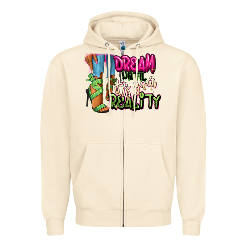 Dream Until It's Your Reality Heels Black Fashion Zipper Hoodie by RanaPortraitStore | Teevron