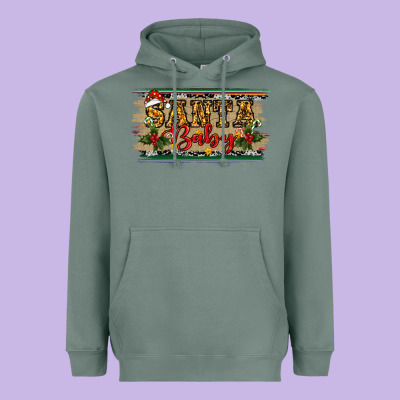 Christmas Western Santa Baby Heavyweight Hoodie Designed By Ranaportraitstore