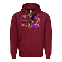 Burgundy Faith it does not make things easy Zipper Hoodie - RanaPortraitStore