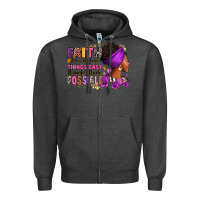 Charcoal Heather Faith it does not make things easy Zipper Hoodie - RanaPortraitStore