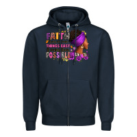 Navy Faith it does not make things easy Zipper Hoodie - RanaPortraitStore