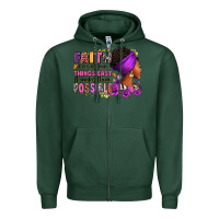 Sports Green Faith it does not make things easy Zipper Hoodie - RanaPortraitStore