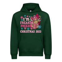 Forest Green i'm freakin freezin christmas 2023 Urban Hoodie - NancyCooperArtShop