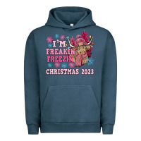 Pigment Midnight Navy i'm freakin freezin christmas 2023 Urban Hoodie - NancyCooperArtShop