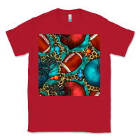 Red american football helmet with leopard and gemstone Classic Tee - BundleAndBundleShop