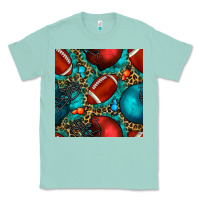 Seafoam american football helmet with leopard and gemstone Classic Tee - BundleAndBundleShop