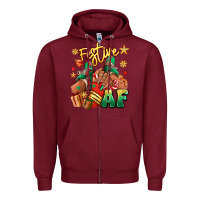Burgundy Festive af Christmas black girl sneakers Zipper Hoodie - RanaPortraitStore
