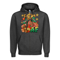 Charcoal Heather Festive af Christmas black girl sneakers Zipper Hoodie - RanaPortraitStore