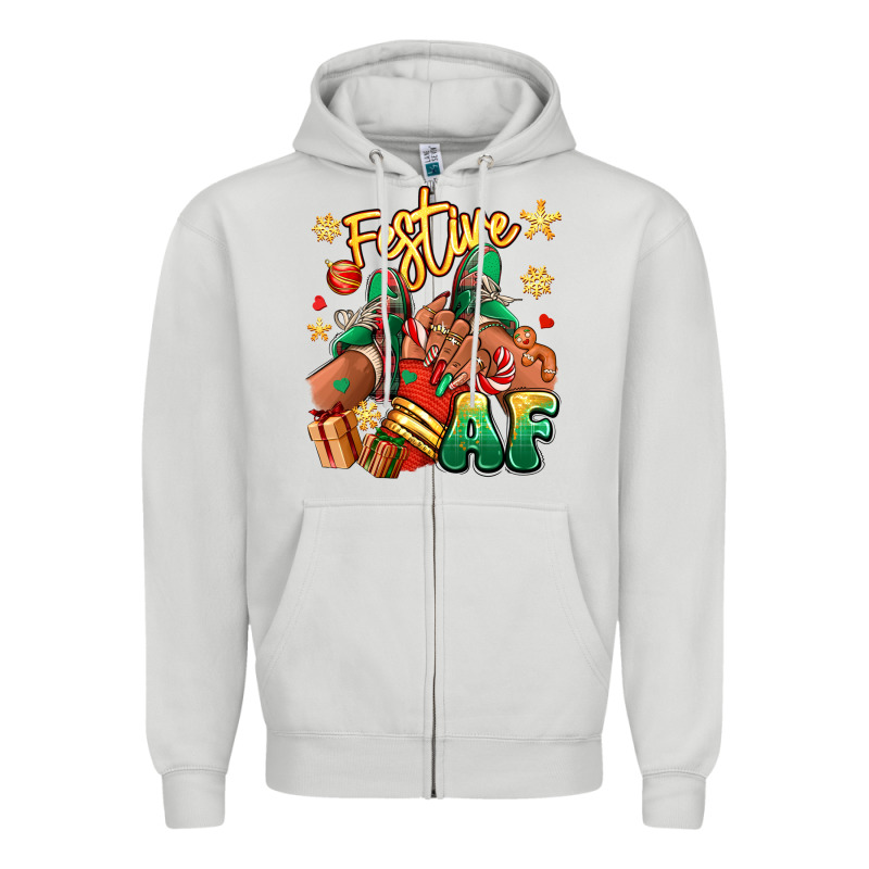 Festive Af Christmas Black Girl Sneakers Zipper Hoodie by RanaPortraitStore | Teevron