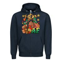 Navy Festive af Christmas black girl sneakers Zipper Hoodie - RanaPortraitStore