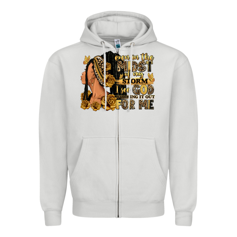 Even In The Midst Of My Storm Afro Woman Zipper Hoodie by RanaPortraitStore | Teevron