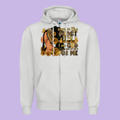 Zipper Hoodie Even in the midst of my storm afro woman
