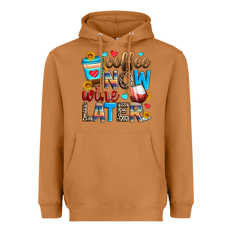 Coffee Now Wine Later Heavyweight Hoodie by Zillion Design Studio | Teevron