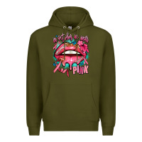 Army Green in october we wear pink  lips Premium Hoodie - AdoDesignShop