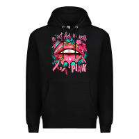 Black in october we wear pink  lips Premium Hoodie - AdoDesignShop