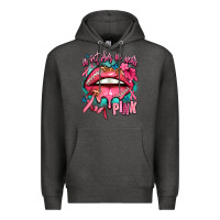 Charcoal Heather in october we wear pink  lips Premium Hoodie - AdoDesignShop