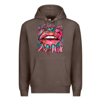 Coffee in october we wear pink  lips Premium Hoodie - AdoDesignShop
