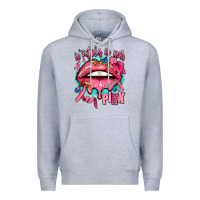Heather Grey in october we wear pink  lips Premium Hoodie - AdoDesignShop