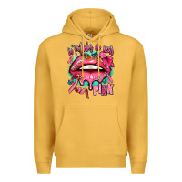 Mustard in october we wear pink  lips Premium Hoodie - AdoDesignShop
