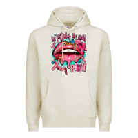 Oatmeal Heather in october we wear pink  lips Premium Hoodie - AdoDesignShop