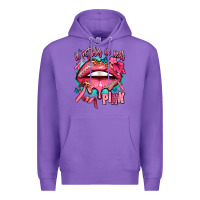 Purple in october we wear pink  lips Premium Hoodie - AdoDesignShop