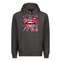 Smoke in october we wear pink  lips Premium Hoodie - AdoDesignShop