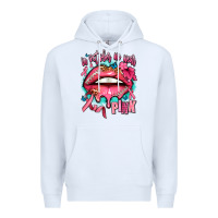 White in october we wear pink  lips Premium Hoodie - AdoDesignShop