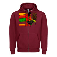 Burgundy I am black history Afro American woman Zipper Hoodie - RanaPortraitStore