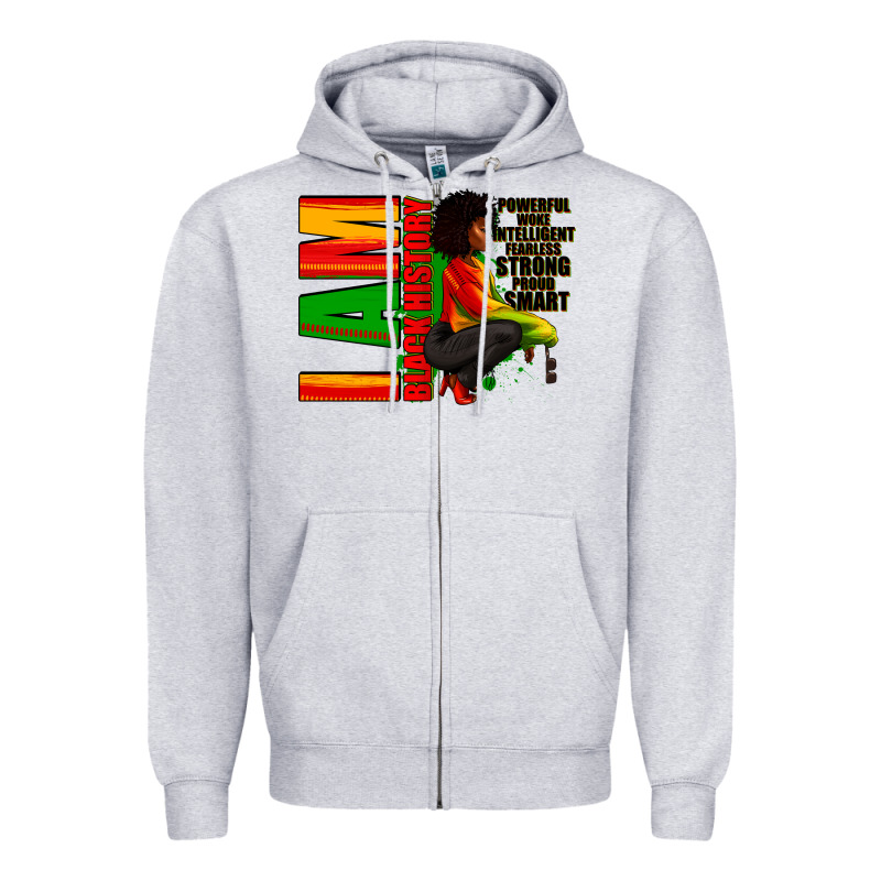 I Am Black History Afro American Woman Zipper Hoodie by RanaPortraitStore | Teevron